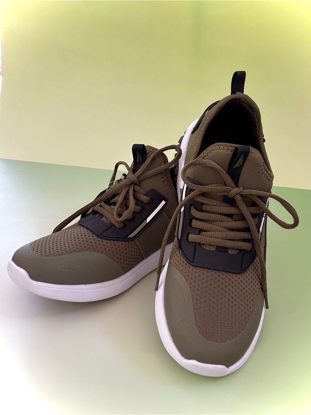 Nautica Men's olive and White color Ortholite Athletic Sneakers